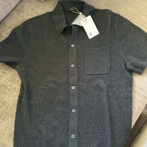 Quince - 100% Organic Cotton Mesh-Stitch Button-Up Sweater Polo - medium